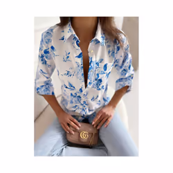 Spring and Summer Women's Casual Long Sleeved Shirts Fashionable Printed Comfortable Shirts Commuting Holiday Women's Shirts  ...