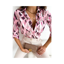 Spring and Summer Women's Casual Long Sleeved Shirts Fashionable Printed Comfortable Shirts Commuting Holiday Women's Shirts - 7, M