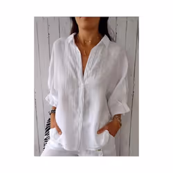 Blusas Para Mujer Cotton Linen Women Shirt Black Turn-Down Collar Lace Up Loose Blouses Female Casual Trendy Ladies Clothes - ...