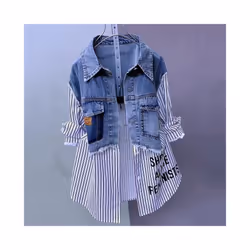 New Splicing Denim Jacket Women Spring Autumn Korean Fashion Denim Shirt Ladies Tops Casual Jean Coat Female Windbreaker - co ...