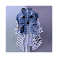 New Splicing Denim Jacket Women Spring Autumn Korean Fashion Denim Shirt Ladies Tops Casual Jean Coat Female Windbreaker - colour 2, L