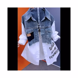 New Splicing Denim Jacket Women Spring Autumn Korean Fashion Denim Shirt Ladies Tops Casual Jean Coat Female Windbreaker - colour 2, L