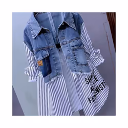 New Splicing Denim Jacket Women Spring Autumn Korean Fashion Denim Shirt Ladies Tops Casual Jean Coat Female Windbreaker - colour 2, L