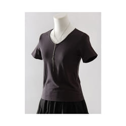 Slim V Neck T Shirts For Women Short Sleeves Black Slim Tops Summer Thick Modal T Shirt Women V Neck Short Sleeve Tops Tees - Smoke Gray, M