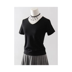 Slim V Neck T Shirts For Women Short Sleeves Black Slim Tops Summer Thick Modal T Shirt Women V Neck Short Sleeve Tops Tees - Black, M
