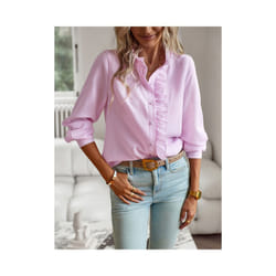 Fashion New Women Elegant Office Shirt,Long Sleeve Top Causal Comfort Simple Shirt,Shirts & Blouses,Tops For Women,Women Clothes - Pink, XL