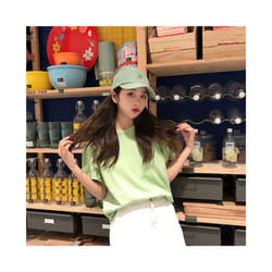 New Korean Style Loose Solid Color Short-sleeved T-shirt Half-sleeved Pullover Top - green, M