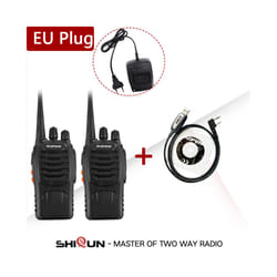 888S Walkie Talkie BF-888S Two Way Radio 5W 400-470MHz 16CH UHF USB Charge Comunicador Transmitter Transceiver - 2Pcs EU-1Cable