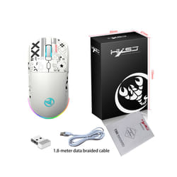 T90 Wireless Bluetooth Mouse RGB (BT1/BT2+ USB) 2.4GHz Rechargeable Silent Bluetooth Wireless Mouse with Type C Adapter - T90W-White