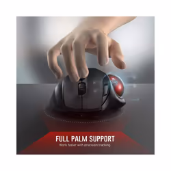 Trackball Wireless Mouse Rechargeable Bluetooth USB Mouse Ergonomic Mice for Computer Android Windows 3 Adjustable DPI - black