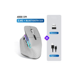 Multi-Device Wireless Mouse Bluetooth 5.0 & 3.0 Mouse Wireless Portable Optical Mouse Ergonomic Right Hand Computer Mice - 2.4g Bluetooth Grey