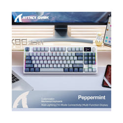 K86 Wireless Hot-Swappable Mechanical Keyboard Bluetooth/With Display Screen and Volume Rotary Button for Games and Work - Blue, White axis