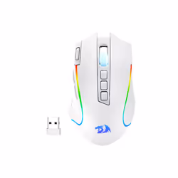 Redragon M612 PRO RGB 8000 DPI Wired/Wireless 9 Programmable Buttons 6 Backlit Modes Gaming Mouse, White - WHITE