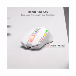 Redragon M612 PRO RGB 8000 DPI Wired/Wireless 9 Programmable Buttons 6 Backlit Modes Gaming Mouse, White - WHITE