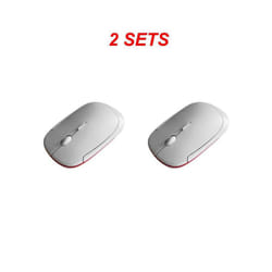 Ultra-thin Mouse 2.4Ghz Mini Wireless Optical Gaming Mouse Mice& USB Receiver Wireless Computer Mouse For PC Laptop 3500 - white 2PCS
