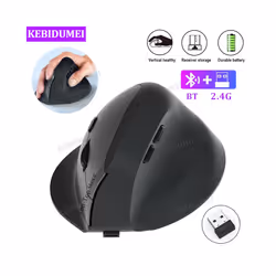 Bluetooth Mouse Vertical Mouse Ergonomic Wireless Optical Mice 3 Adjustable DPI 800/1200/1600 6 Buttons for Laptop Desktop - 2.4G Black