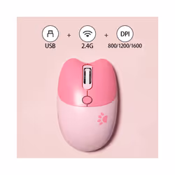 Mofii Cute Cat Wireless Mouse, USB Receiver Plug and Play, 3 Adjustable DPI, Compatible with Laptop,PC, Computer - M3 Pink Co ...