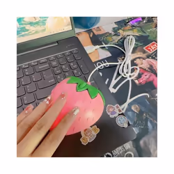 New Cute Pink Strawberry Wired Mouse USB Small Optical PC Computer Game Mouse Girls Gift Mause For Office Laptop Desktop