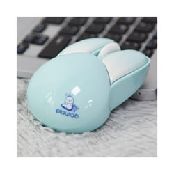 MOFII Wireless Silent Mouse, Cute Rabbit Design, 2.4 GHz USB Mini Receiver  Optical Mouse for Laptop, PC, Computer, Notebook - Blue Color