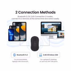 Bluetooth 5.2 Mouse 2.4GHz Wireless Mouse Mice Rechargeable Mouse Silent Mouse USB Gaming Mouse 1600DPI for PC Laptop MacBook - BT5.2 2.4G Black