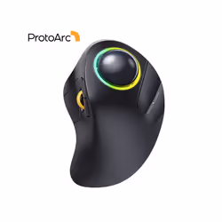 ProtoArc Wireless Index Finger Trackball Mouse Rechargeable RGB Rollerball BT Mice for Computer Laptop 3 Device Connection -  ...