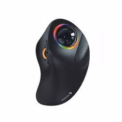 ProtoArc Wireless Index Finger Trackball Mouse Rechargeable RGB Rollerball BT Mice for Computer Laptop 3 Device Connection - black