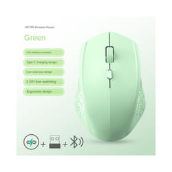 Rechargeable Bluetooth-compatible Wireless Mouse Optical Mice with USB RGB 1600DPI Mouse for Computer Laptop PC Mute Mouse - BT 2.4G Green
