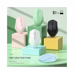 Rechargeable Bluetooth-compatible Wireless Mouse Optical Mice with USB RGB 1600DPI Mouse for Computer Laptop PC Mute Mouse - BT 2.4G Green