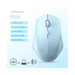 Rechargeable Bluetooth-compatible Wireless Mouse Optical Mice with USB RGB 1600DPI Mouse for Computer Laptop PC Mute Mouse - BT 2.4G Blue