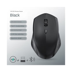 Rechargeable Bluetooth-compatible Wireless Mouse Optical Mice with USB RGB 1600DPI Mouse for Computer Laptop PC Mute Mouse - BT 2.4G Black