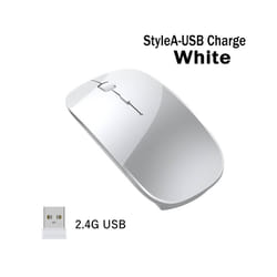 1600Dpi Wireless Mouse Classic Rechargeable Mice Ultra-Thin Silent Mouse Mute for PC Office Notebook Laptop Accessories - StyleA-White