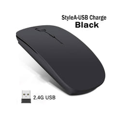 1600Dpi Wireless Mouse Classic Rechargeable Mice Ultra-Thin Silent Mouse Mute for PC Office Notebook Laptop Accessories - StyleA-Matte Black