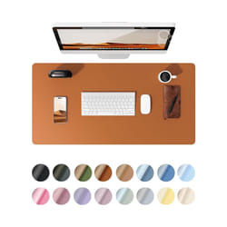 Office Desk Mat, Leather Desk Pad Protector, Large Mouse Pad, Non-Slip PU Leather Waterproof Desk Blotter, Laptop Desk Pad - Brown, 60x35 cm
