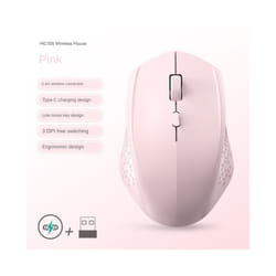 Rechargeable Bluetooth-compatible Wireless Mouse Optical Mice with USB RGB 1600DPI Mouse for Computer Laptop PC Mute Mouse - Only 2.4G Pink