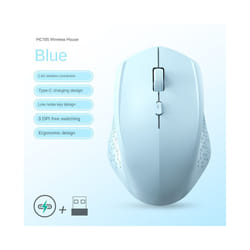 Rechargeable Bluetooth-compatible Wireless Mouse Optical Mice with USB RGB 1600DPI Mouse for Computer Laptop PC Mute Mouse - Only 2.4G Blue