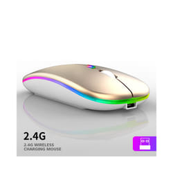Wireless Mouse For Laptop PC 2.4GHz RGB Rechargeable Mouses Wireless Computer Silent Mice LED Backlit Ergonomic Gaming Mouse - Gold