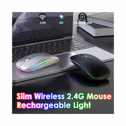 Wireless Mouse For Laptop PC 2.4GHz RGB Rechargeable Mouses Wireless Computer Silent Mice LED Backlit Ergonomic Gaming Mouse - Gold