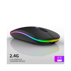 Wireless Mouse For Laptop PC 2.4GHz RGB Rechargeable Mouses Wireless Computer Silent Mice LED Backlit Ergonomic Gaming Mouse - Black