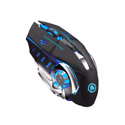 Rechargeable Wireless Mouse Gaming Computer Silent Bluetooth Mouse USB Mechanical Backlight PC Gamer Mouse For Computer - Bla ...