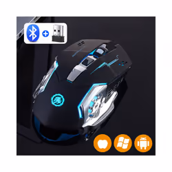 Rechargeable Wireless Mouse Gaming Computer Silent Bluetooth Mouse USB Mechanical Backlight PC Gamer Mouse For Computer - Black