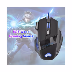 Wired Gaming Mouse 7 Button Backlit 5500 DPI Adjustable Black Wired Optical Computer Gaming Mice for PC Gamer Computer Desktop - 1PCS Mouse