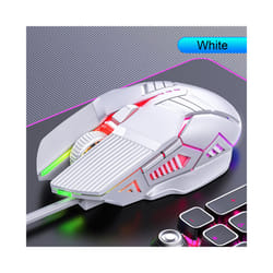 3200DPI Ergonomic Wired Gaming Mouse USB Computer Mouse Gaming RGB Backlit Gamer Mouse 6 Button LED Silent Mice for PC Laptop - White