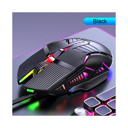 3200DPI Ergonomic Wired Gaming Mouse USB Computer Mouse Gaming RGB Backlit Gamer Mouse 6 Button LED Silent Mice for PC Laptop - Black