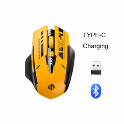 Inphic A9 Bluetooth Wireless Mouse Rechargeable 2.4GHz Noiseless Clicks 2400dpi Optical Mice type-C Fast Charge Battery Indicato - yellow