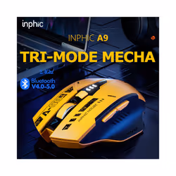 Inphic A9 Bluetooth Wireless Mouse Rechargeable 2.4GHz Noiseless Clicks 2400dpi Optical Mice type-C Fast Charge Battery Indicato - yellow