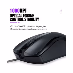 USB Wired Mouse Office Optical Mouse Gaming Mouse with Anti Slip Roller Plug and Play mice For Computer Desktop Laptop Home - Black