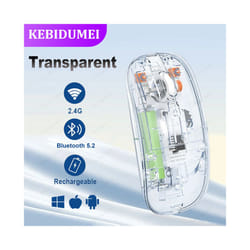 Wireless Mouse Bluetooth 5.2 Mouse Rechargeable Transparent Silent Mouse 1600DPI For MacBook Tablet Computer Laptop Mice - 2.4G BT 5.2