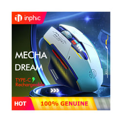 INPHIC Wireless Mouse Rechargeable 700mAh Ergonomic Silent Mice USB Receiver Mecha gaming Mouse Laptop Computer Mac MacBook - F9 Charging