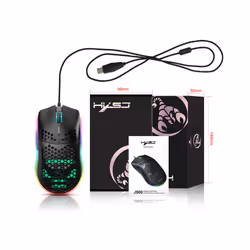 HXSJ J900 Gaming Mice RGB Luminous lightweight Macro Programming Hollow Ergonomics Wired mouse for Laptop game Office - J900B