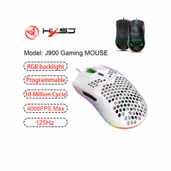 HXSJ J900 Gaming Mice RGB Luminous lightweight Macro Programming Hollow Ergonomics Wired mouse for Laptop game Office - J900B